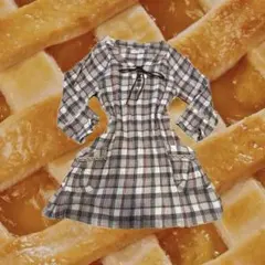 七分袖丈 ミニワンピ チュニック 平成 森ガール フェアリーグランジ チェック柄
