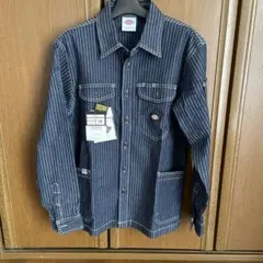 Dickies D-696 ストライプデニムシャツ Mサイズ　カバーオール