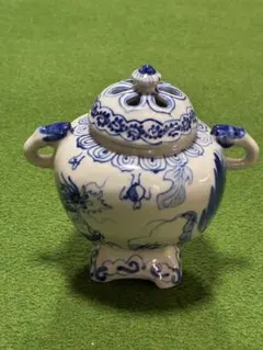 染付 香炉 蓋付