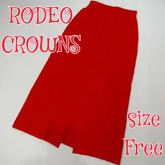 RODEO CROWNS ニットロングタイトスカート FREE オレンジ