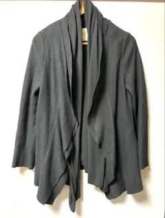 ブラック カーディガン ウール混合 長袖