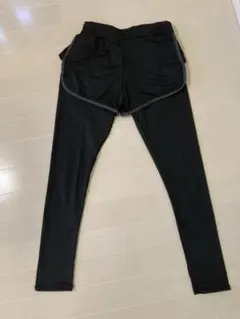 ショートパンツ付きトレーニングレギンス黒　スパッツ　トレーニングウェア