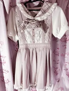 LIZLISA レースエプロン風カシュクールワンピース ピンク