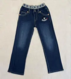 ミキハウス　ダブルビー　ストレッチパンツ　デニム風　折り返し　柔らか　120