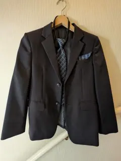 150 キッズフォーマル スーツセットアップ ダークネイビー シャツ ネクタイ付