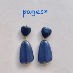 O-10*6 ワンカラーのハートブルーピアス/イヤリング