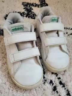 adidas ホワイト グリーン スニーカー ベルクロ16cm