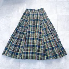 未使用級✨ツルバイマリコオイカワ Bess チェック柄 ティアード スカート 麻
