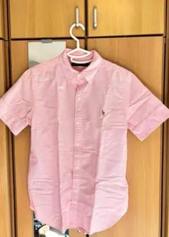 【美品】 ラルフ ローレン　半袖　オックスフォードシャツ　ロゴ刺繍BDピンク S