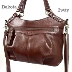 ダコタ　2way ハンドバッグ　ショルダーバッグ　ロゴ型押し　三層　レザー　極上