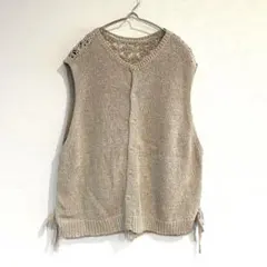 【サマンサモスモス】ニットベスト バック総レース サイドスリットリボン F