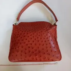 オレンジ オーストリッチ レザー ハンドバッグ