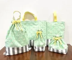 カラフルフラミンゴ柄　北欧風　ハンドメイド　レッスンバッグ　入園入学準備