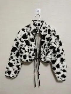 フリースクロップドジャケット 白黒パターン