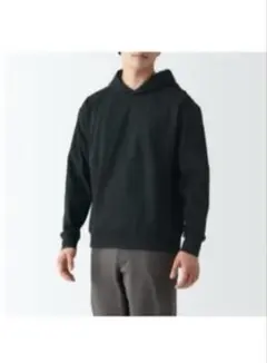 無印良品 二重編み裏起毛プルオーバーパーカー Lサイズ ブラック