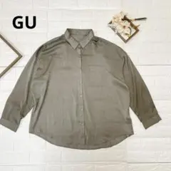 GU シアーシャツ グレー系 XLサイズ 透け感 ゆったりシャツ