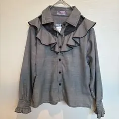 【新品】Sospita Girl 140 ブラウス チェック フリル レース 黒