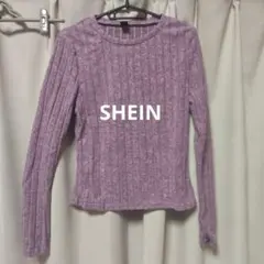 SHEIN パープル リブ編み 長袖 Tシャツ L
