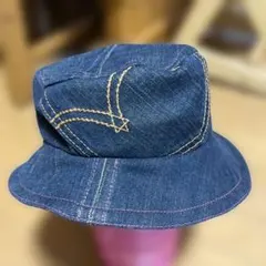 エドウィン　デニム バケットハット ピンクステッチ