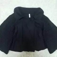 UNTITLED ブラック長袖カーディガン ショート丈 ニットジャケット