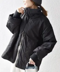 ⭐︎完売品⭐︎SHIPS any: 中綿 ダブル ジップ スタンド ブルゾン　黒