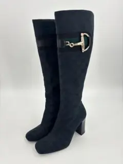 美品 グッチ GUCCI ロングブーツ GGキャンバス 紺21.5cm 1124のサムネイル