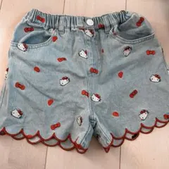 ハローキティ　刺繍デニムショートパンツ　120