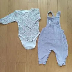 next baby うさぎ　花柄ロンパースとオーバーオール　6-9ヶ月