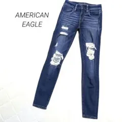 アメリカンイーグル スキニーデニム ジーンズ ダメージ加工 XXS カジュアル