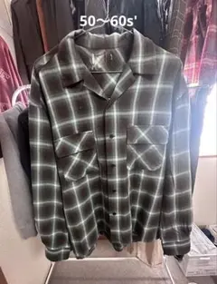 【60s'】 TOWNCRAFT オンブレチェックレーヨンシャツ　開襟　ビック