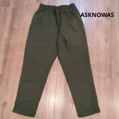 ☆美品☆ASKNOWAS オリーブ色カジュアルパンツ ウエストドロストありゴムのサムネイル