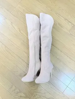 DURAS♡ピンクベージュ♡スエード♡ヌバック♡オーバーニーブーツ