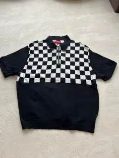 早い者勝ちSupreme ニットポロ チェック柄 ブラック半袖 ポロシャツ 短