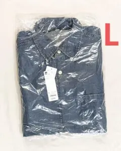 新品GUウォッシュドシャツ(デニム)Lサイズ ブルー　ジーユー