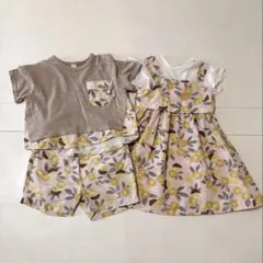 アプレレクール 兄妹 双子 お揃いリンクコーデ 夏物　ピンク ワンピース シャツ