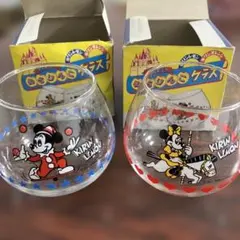 (11-229)昭和レトロキリンレモンミッキー・ミニー ガラスコップ2個セット