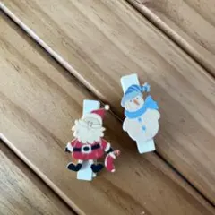クリスマス　サンタクロース　雪だるま 木製ピンチのサムネイル