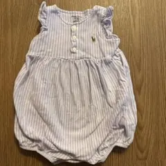Ralph Lauren ストライプロンパース 6M（パープル）