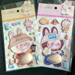 【2枚】ラブブ　おなかシール　大きめシール　キャラクター　シール帳
