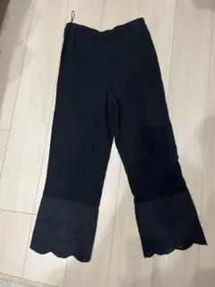 サマンサモスモス　ブラック レーススカラップペチパンツ　フリー
