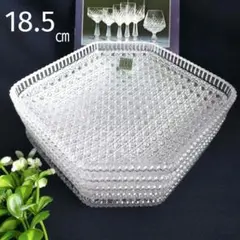 新品　HOYAクリスタル　六角銘々皿　八角籠目中皿　割烹食器　縁起　希少品５枚