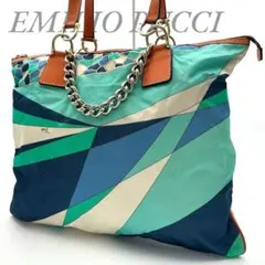 エミリオプッチ トートバッグ ナイロン レザー マルチカラー 総柄 チェーン