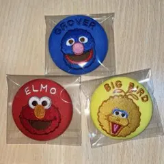 セサミストリート 刺繍缶バッジ エルモ グローバー ビッグバード