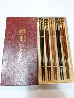 高級 輪島塗 天然木製 箸 5膳セット 金彩のサムネイル