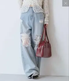 Kastane レースデニムパンツ