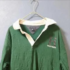 Tommy Hilfiger【L/16-18】 緑 長袖ポロシャツ