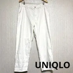 ユニクロ　メンズ　ホワイト　デニム　ウエスト調節UNIQLOJEANS Lサイズ