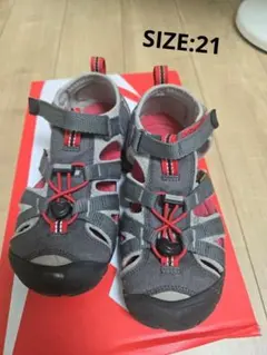 KEEN サンダル キッズ グレー レッド サイズ21(箱無し)のサムネイル