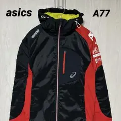 asics アシックス A77 中綿 ウインドブレーカー ジャケット 黒/赤 M
