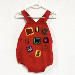 ミキハウス ロンパース　ダルマオール　ベビー　赤　旧タグ　レトロ　赤　ロゴ